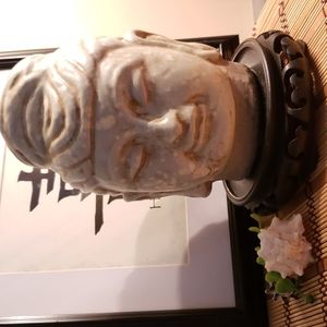 Buddha ceramic sculpture head 5in